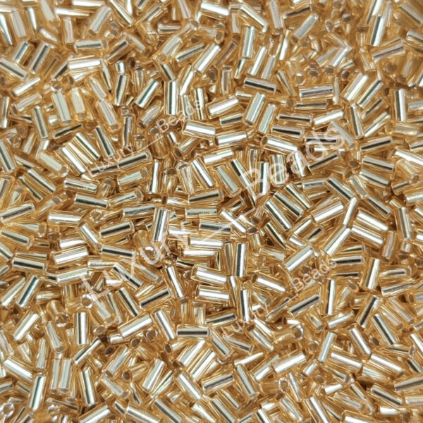 Японский Бисер Miyuki Bugle 3мм Bugle Bead Silver Lined Gold прозрачный золотой с серебряной серединкой BGL-0003